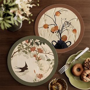 中古风餐垫防水防油小桌垫皮革餐桌隔热垫酒店餐盘垫高级西餐垫