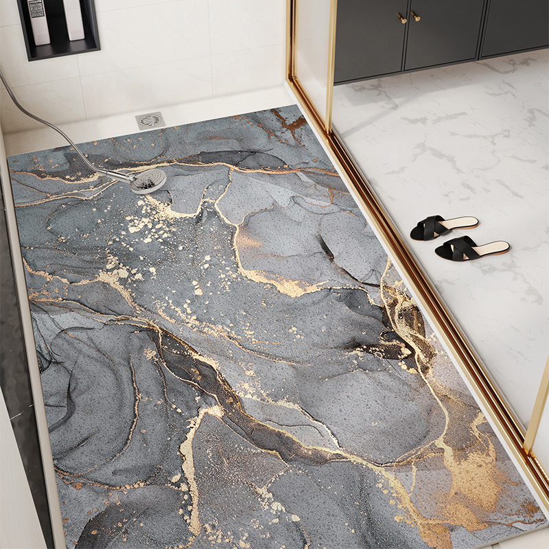 仿大理石丝圈浴室地垫卫生间厕所地毯淋浴间洗澡防滑疏水脚垫子