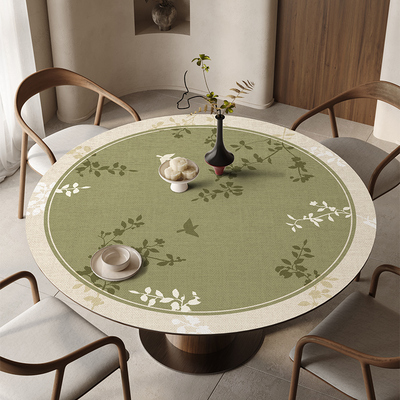 侘寂风圆桌桌布防水防油皮革餐桌垫免洗耐高温清新小圆桌茶几台布