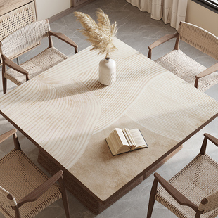 侘寂风正方形桌垫防水防油免洗皮革餐桌垫方桌布茶几台布四方桌垫