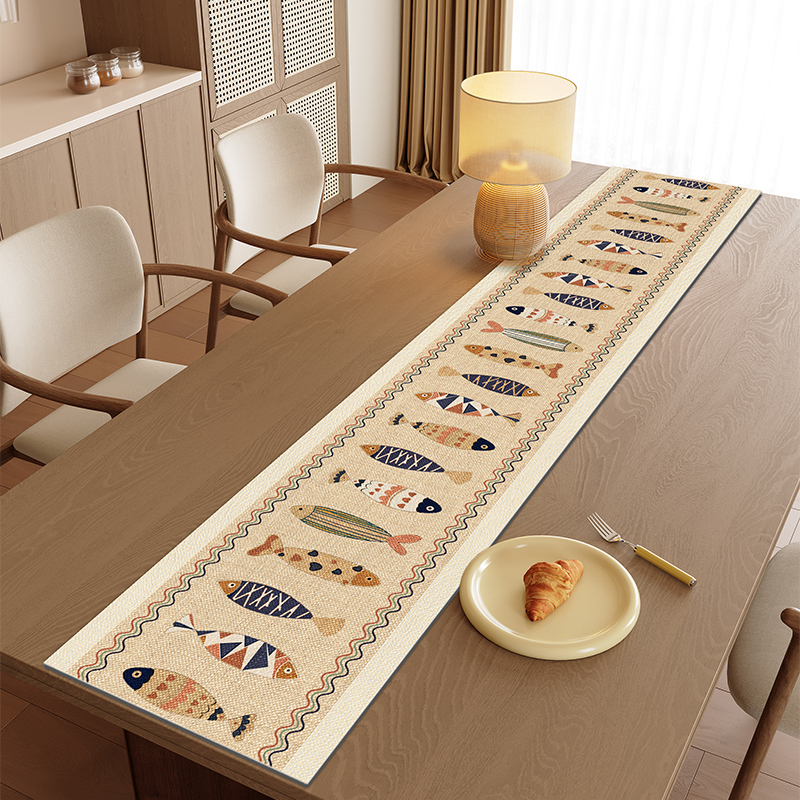 侘寂风高级感桌旗2025新款茶桌桌旗布高颜值餐桌桌旗免洗防水防油