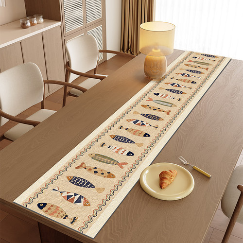 侘寂风高级感桌旗2025新款茶桌桌旗布高颜值餐桌桌旗免洗防水防油