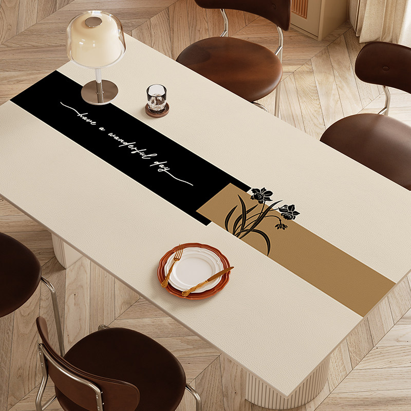 莫兰迪桌垫防水防油免洗桌布pvc皮革茶几垫隔热防烫家用餐桌垫