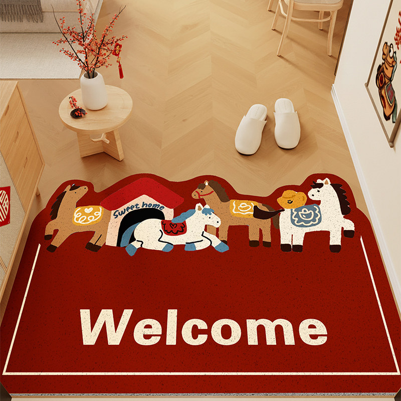 红色动物入户门地垫进门门口玄关家用高级感脚垫丝圈防滑地毯定制,居家布艺,入户地垫,淘宝优惠券,粉丝福利购,淘宝优惠卷