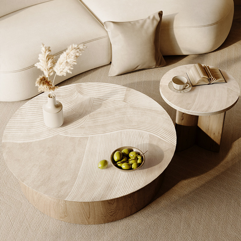 采购产品Wabi-Sabi风格圆形咖啡桌垫，小圆桌，免洗，耐污，防水