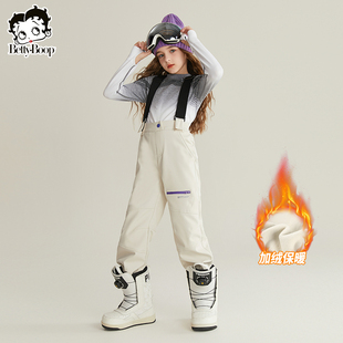 贝蒂童装女童加绒滑雪背带裤秋冬2026冬季新款大童冬款运动长裤子