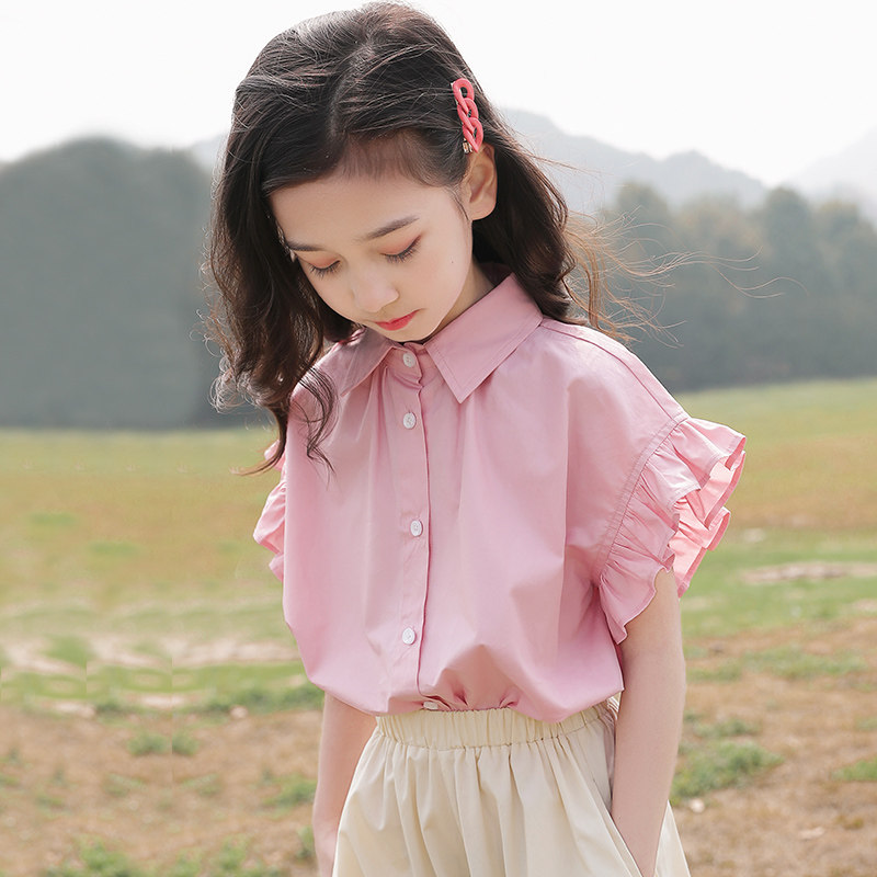 贝蒂女童夏装小飞袖衬衫套装2026夏季新款洋气衬衣儿童短袖两件套