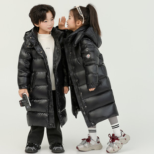 儿童羽绒服M家同款2025新款男女童三防白鸭绒加厚冬装中长款外套