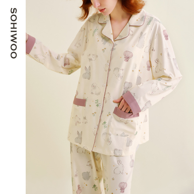 sohiwoo曦物月子服秋冬季纯棉吸汗睡衣孕妇产后哺乳家居服11月份 — 3