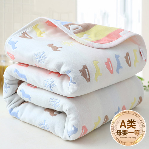 新生婴儿六层纱布被纯棉加厚初生儿童浴巾毛巾被宝宝幼儿春秋盖毯