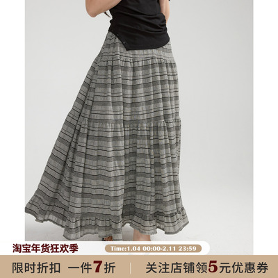 JOCOCHIC复古格子蛋糕半身裙