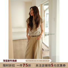 JOCO CHIC 燕麦色简约短袖针织衫女2025秋季宽松软糯百搭圆领上衣