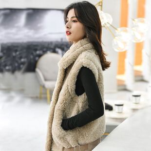 羊羔毛马甲女2025秋冬新款高档皮毛一体坎肩外穿羊羔绒马夹外套潮