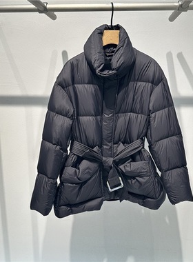 MM2025冬季新款短款腰带收腰宽松黑色立领保暖羽绒服外套AR004154