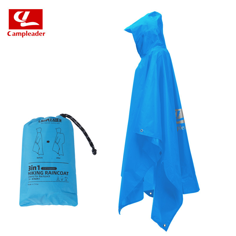 跨境户外三合一雨衣徒步登山防风防雨骑行雨衣多功能尼龙急救雨衣