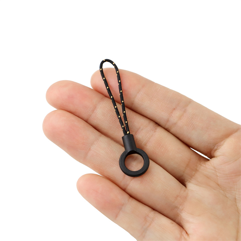 黑色多功能圆圈小绳头手机壳挂绳