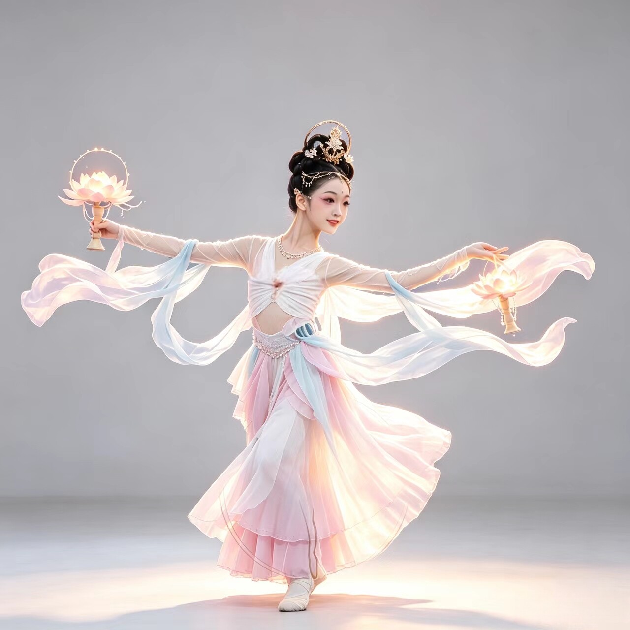 新款芙蕖织语敦煌风古典舞演出服女童宫灯舞异域儿童古典凌波仙子