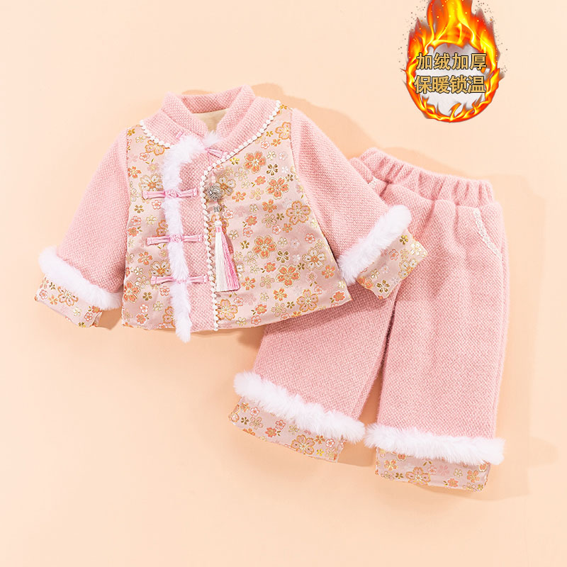 阿革薇中国风保暖旗袍两件套