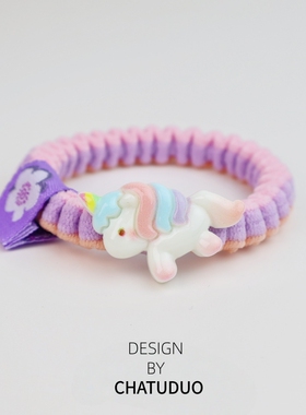 卡通可爱多巴胺独角兽头绳甜美少女心扎头发高弹力马尾皮筋发饰女