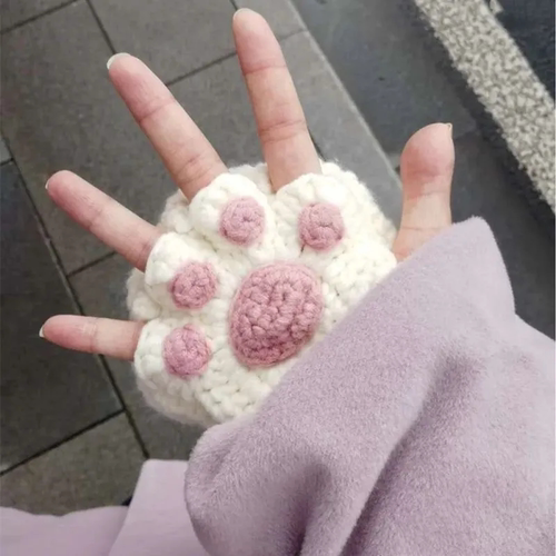 猫爪手套diy材料包自制半指手套