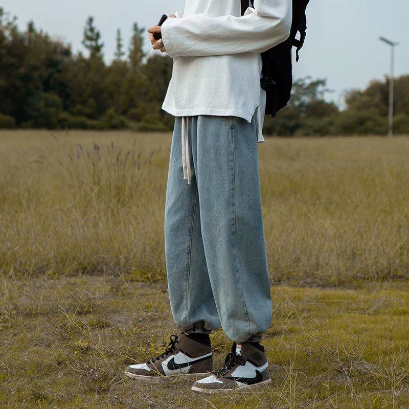 高街裤子男韩版坠宽松腿束脚裤港风ins潮流痞帅休闲运动牛仔长裤,男装,牛仔裤,淘宝优惠券,粉丝福利购,淘宝优惠卷