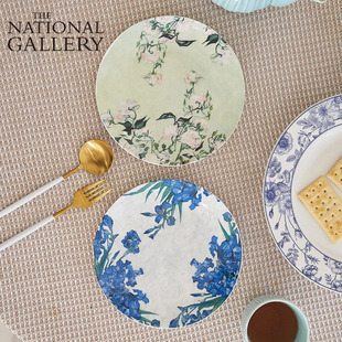 英国国家美术馆大师系列梵高玫瑰鸢尾花8寸骨瓷盘高颜值盘子餐具