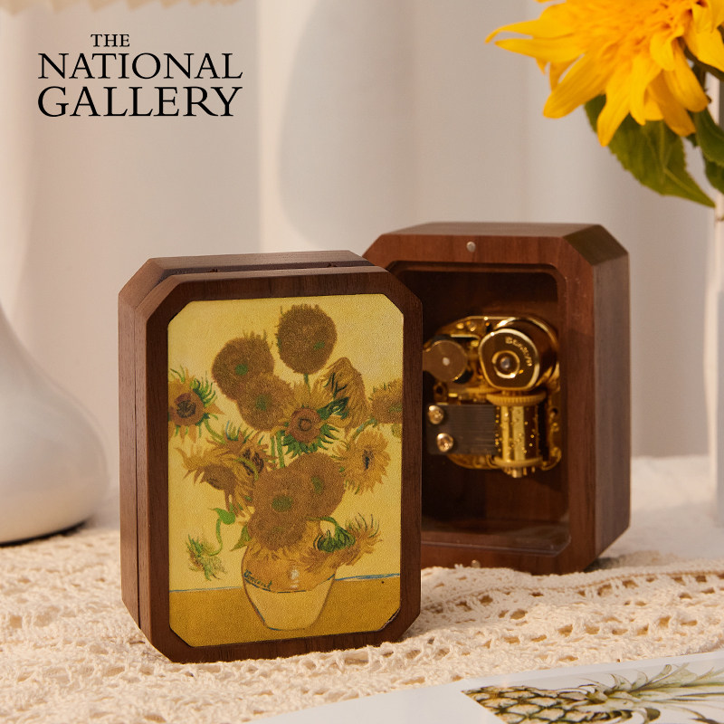 英国国家美术馆 梵高向日葵北美黑胡桃木八音乐盒首饰盒送女友,节庆用品/礼品,创意礼盒/礼品套组,淘宝优惠券,粉丝福利购,淘宝优惠卷
