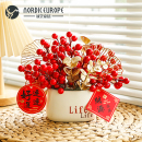 发财果红果仿真花假花摆设客厅餐桌花摆花春节新年装 饰花艺摆件