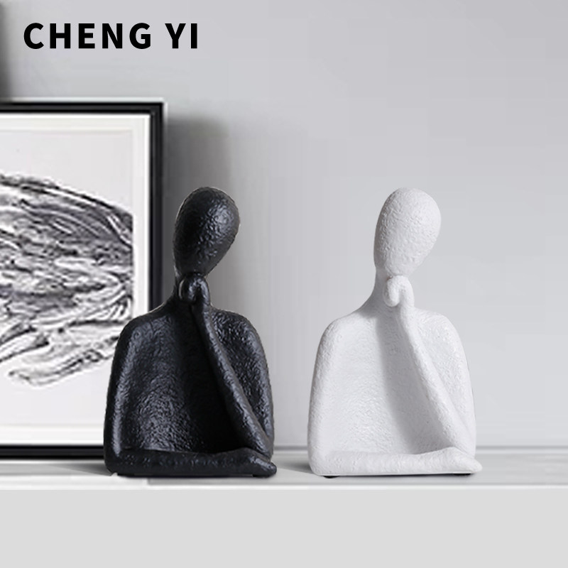 诚艺现代轻奢抽象人物思考者摆件家居饰品客厅电视柜办公室软装饰