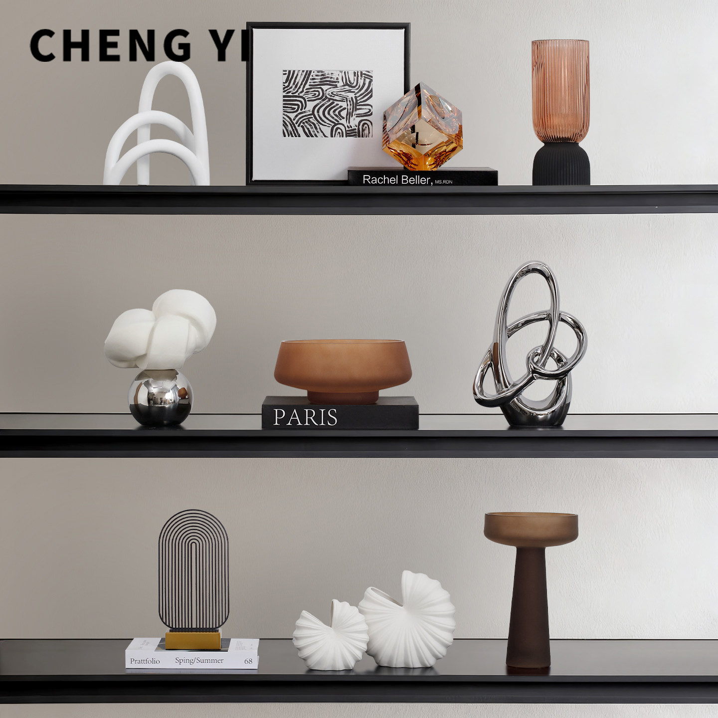 诚艺现代艺术摆件客厅轻奢电视机柜壁龛装饰品高级感小众组合套装,家居饰品,家饰软装搭配套装,淘宝优惠券,粉丝福利购,淘宝优惠卷