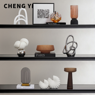 诚艺现代艺术摆件客厅轻奢电视机柜壁龛装饰品高级感小众组合套装