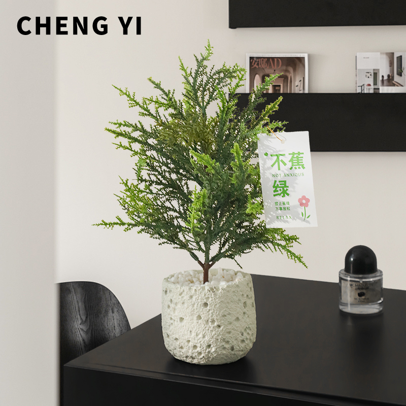 植柏树松树盆栽摆件场景装饰品