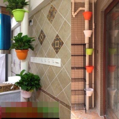 创意下水管壁挂花盆捆绑管道圆柱子管道花盆壁挂式花盆悬挂式花篮