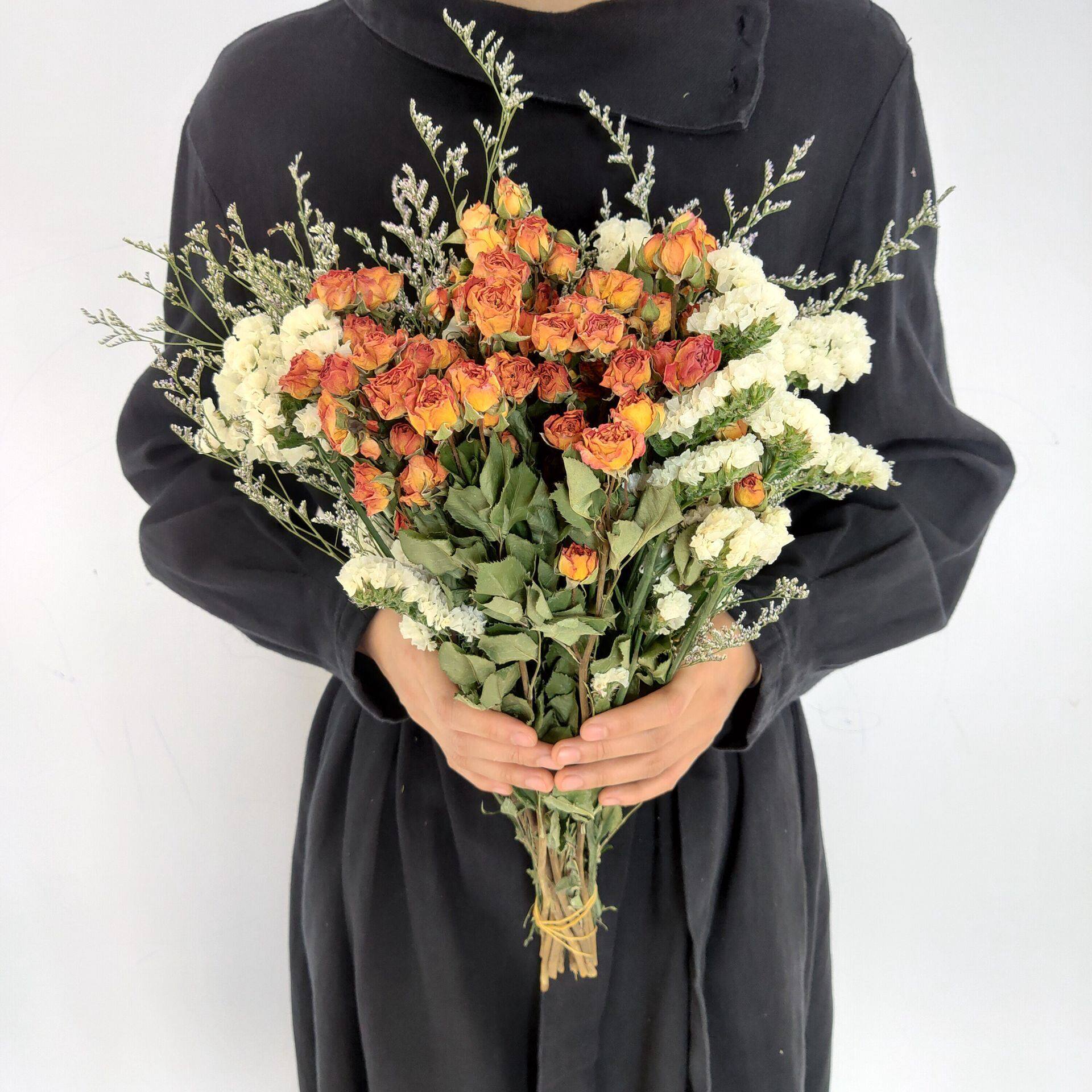 多头玫瑰干花花束北欧ins风小清新家居摆设插花蔷薇真花文艺装饰