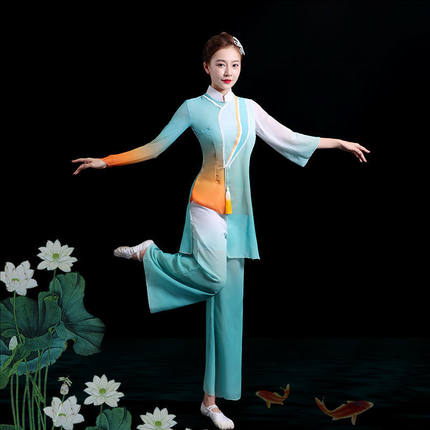 新古典舞演出服女飘逸中国风扇子舞表演服秧歌服装新款醉春风舞蹈