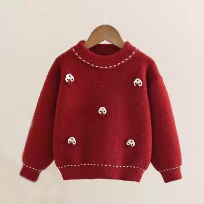 女童毛衣针织打底衫加厚保暖不起球圆领女孩秋冬季2025新款洋气