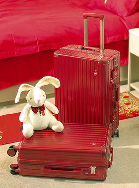 红色行李箱结婚陪嫁箱拉杆箱女20寸婚礼用密码皮箱新娘嫁妆箱24寸