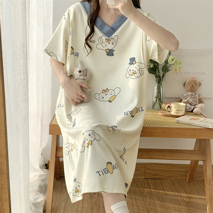 2024新款月子服睡裙特大码夏季产后哺乳孕妇专用大肚子睡衣家居服