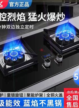 煤气灶双灶家用天然气燃气灶台式嵌入式液化气灶炉具节能灶