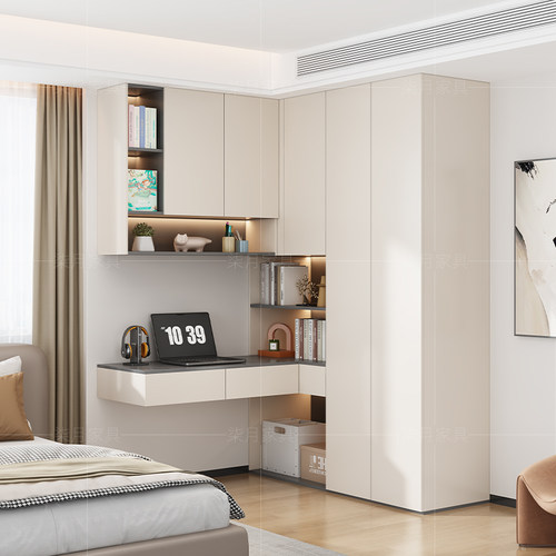 简约现代转角电脑书桌衣柜一体