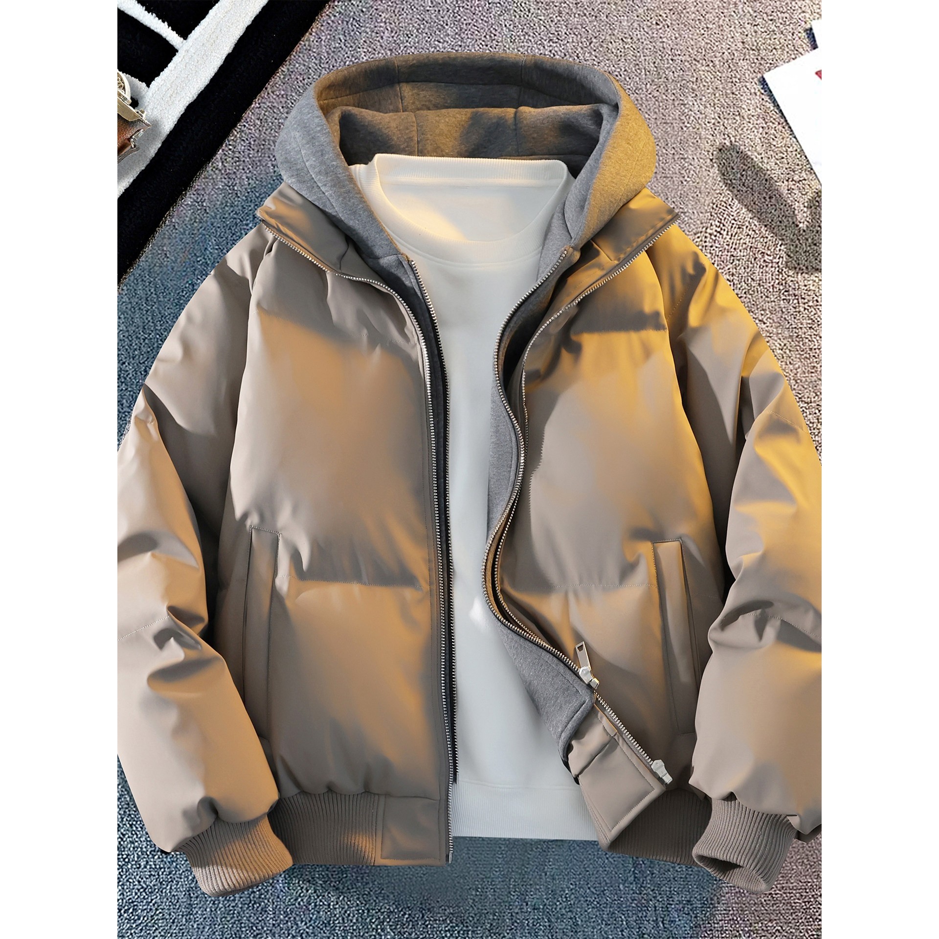 美式高街PU皮棉衣男生2025冬季新款廓形面包服高级棉袄假两件外套,户外/登山/野营/旅行用品,作训外套/套装/野战套装,淘宝优惠券,粉丝福利购,淘宝优惠卷