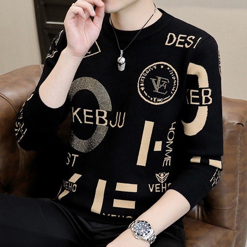 圆领毛衣男秋冬季潮牌潮流保暖加绒加厚针织打底衫内搭男装线衣服,运动服/休闲服装,跑步套装,淘宝优惠券,粉丝福利购,淘宝优惠卷