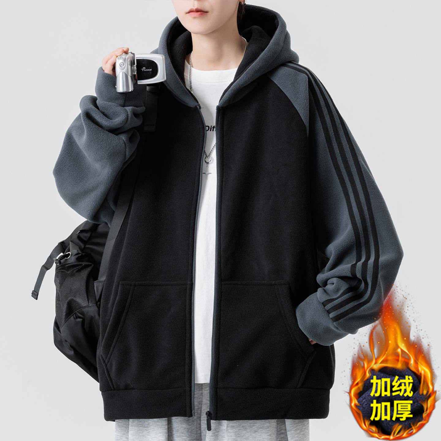 摇粒绒外套男秋冬季新款初中高中学生加绒加厚夹克青少年大童冬装,运动/瑜伽/健身/球迷用品,篮球服,淘宝优惠券,粉丝福利购,淘宝优惠卷