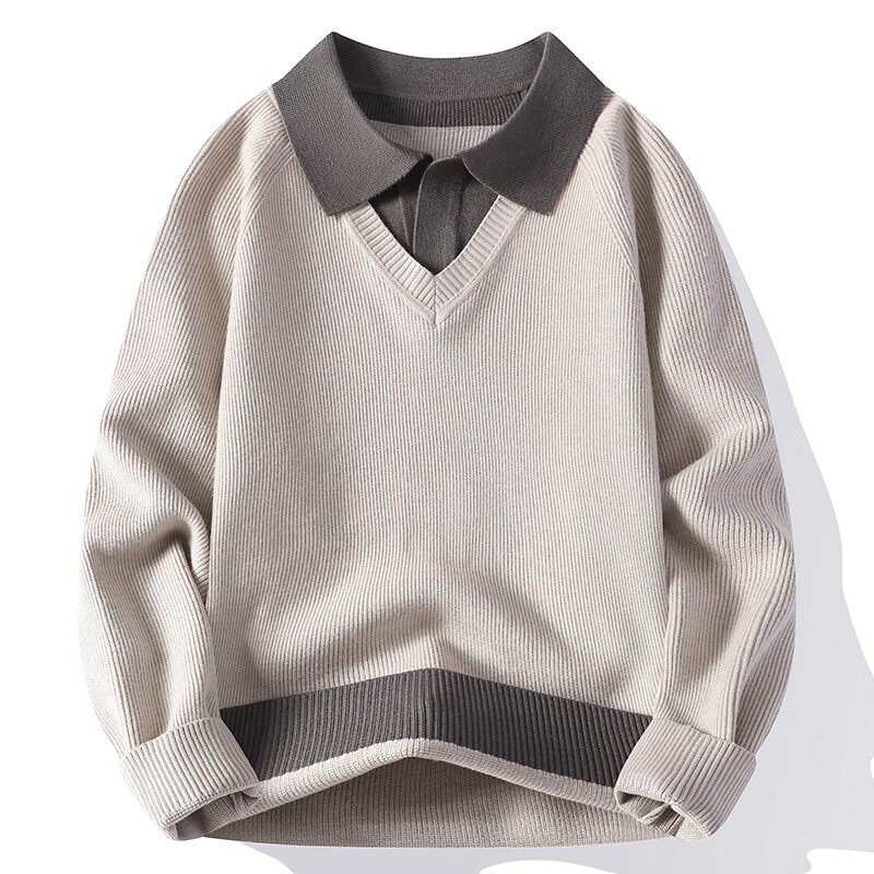 假两件毛衣男士秋冬季新款衬衫领宽松加厚保暖上衣内搭针织打底衫,运动服/休闲服装,跑步套装,淘宝优惠券,粉丝福利购,淘宝优惠卷