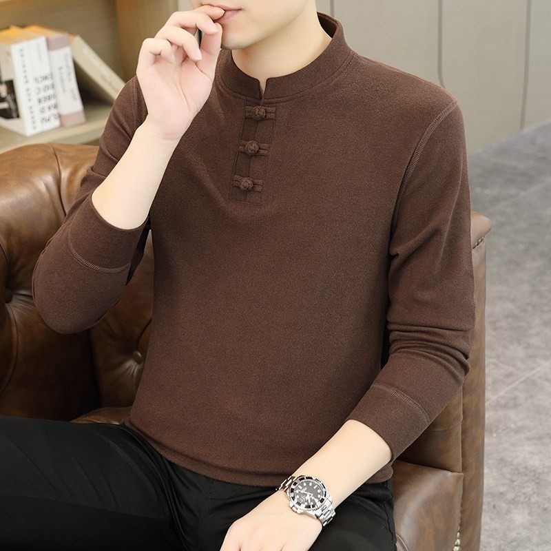 双面德绒长袖t恤男士秋冬季加绒加厚款立领盘扣中国风卫衣打底衫,运动/瑜伽/健身/球迷用品,篮球服,淘宝优惠券,粉丝福利购,淘宝优惠卷