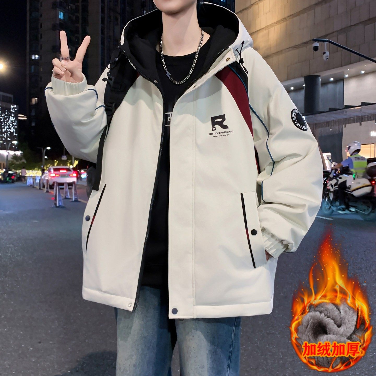 秋冬季青少年冲锋衣外套男孩初高中学生加绒加厚夹克大童冬装棉服,运动服/休闲服装,跑步套装,淘宝优惠券,粉丝福利购,淘宝优惠卷