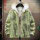 大童潮外套 新品 绿色假两件夹克男连帽个性 印花青少年学生2026春季