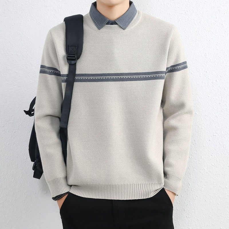 假两件毛衣男秋冬季新款衬衫领高级感宽松加绒加厚针织保暖打底衫,户外/登山/野营/旅行用品,作训外套/套装/野战套装,淘宝优惠券,粉丝福利购,淘宝优惠卷