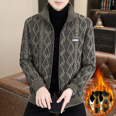 金貂绒外套男立领加绒加厚秋冬季毛呢大衣青年夹克短款呢子褂子潮