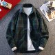 新品 绿色长袖 2026春季 男格子磨毛青少年学生装 一个口袋衬衣服 衬衫
